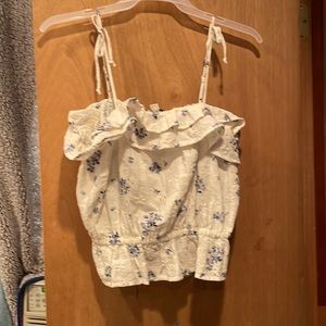 cute blue and white printed crop top